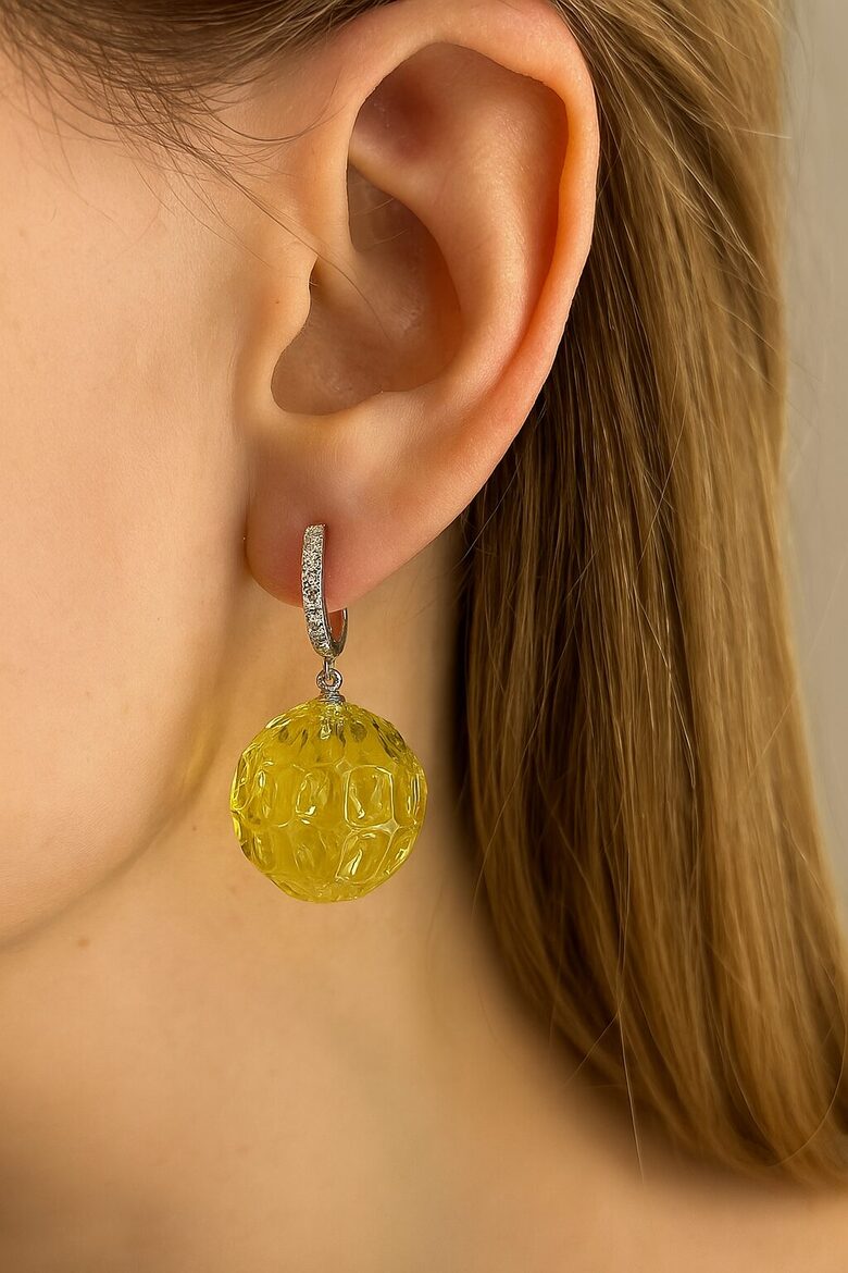 Unique handcrafted Baltic amber earrings "Sweet Melons"