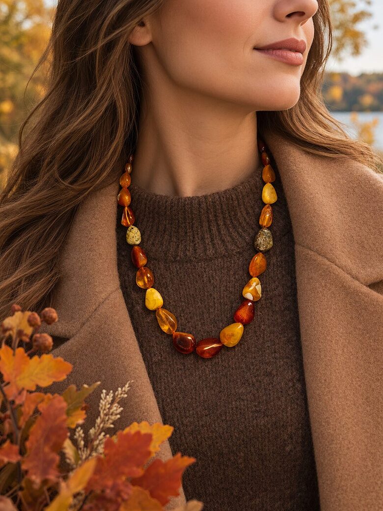 Free-Form Baltic Amber Necklace “Nature’s Line”