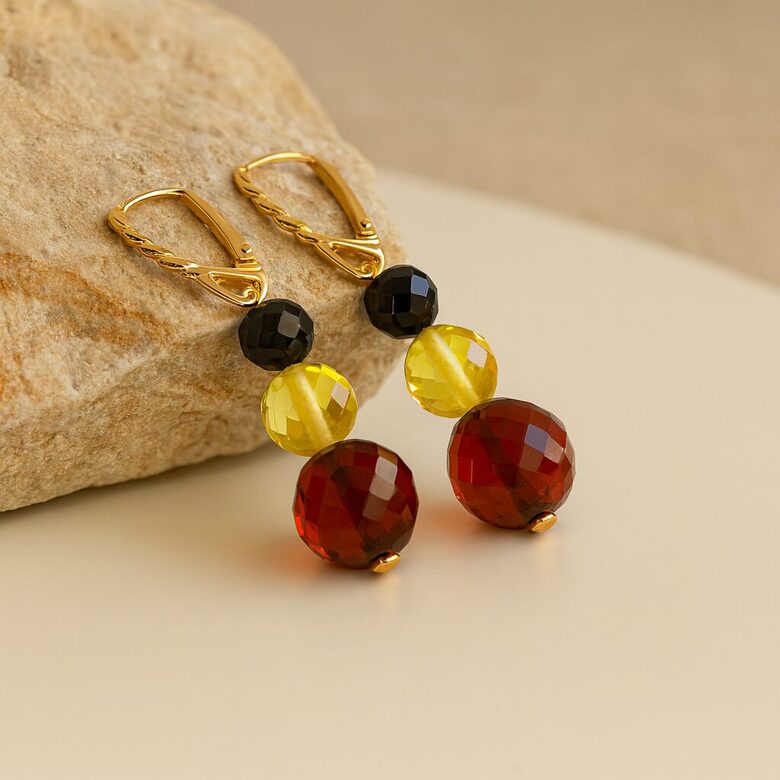 Clear, Cherry & Cognac Baltic Amber Earrings