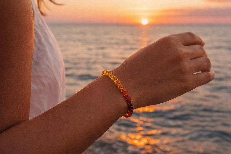 Gradient Baltic Amber Beaded Bracelet | Handmade & Natural