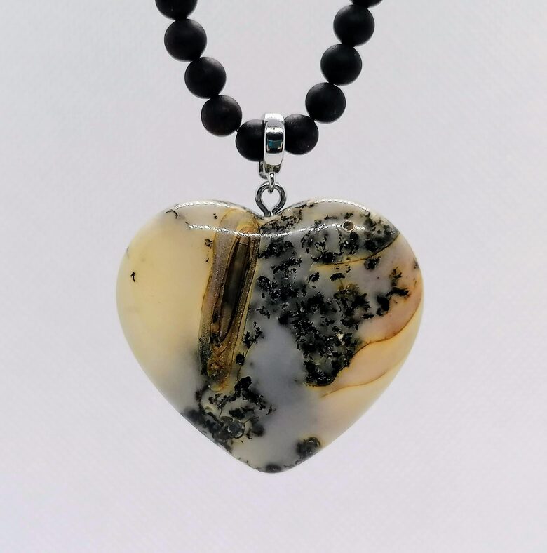 Bluish Baltic Amber Pendant – Heart Shape