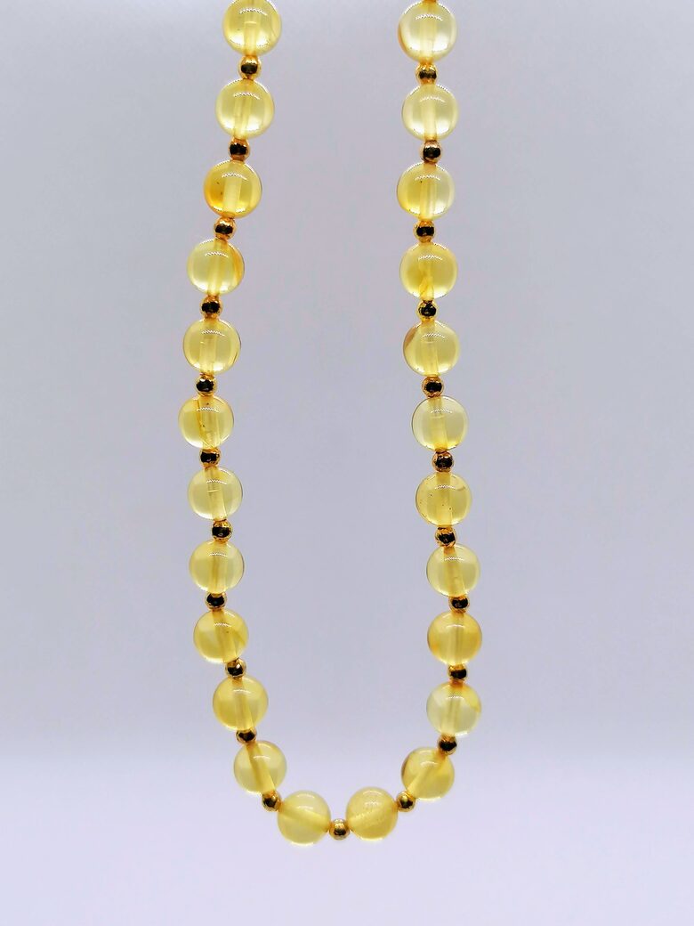 Baltic Amber Bead Necklace with Gold-Colored Accents