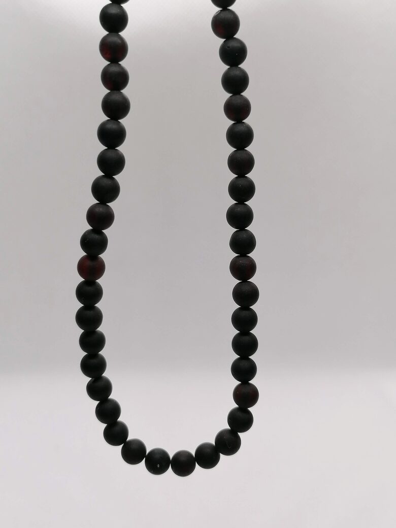 Matte Black Baltic Amber Bead Necklace