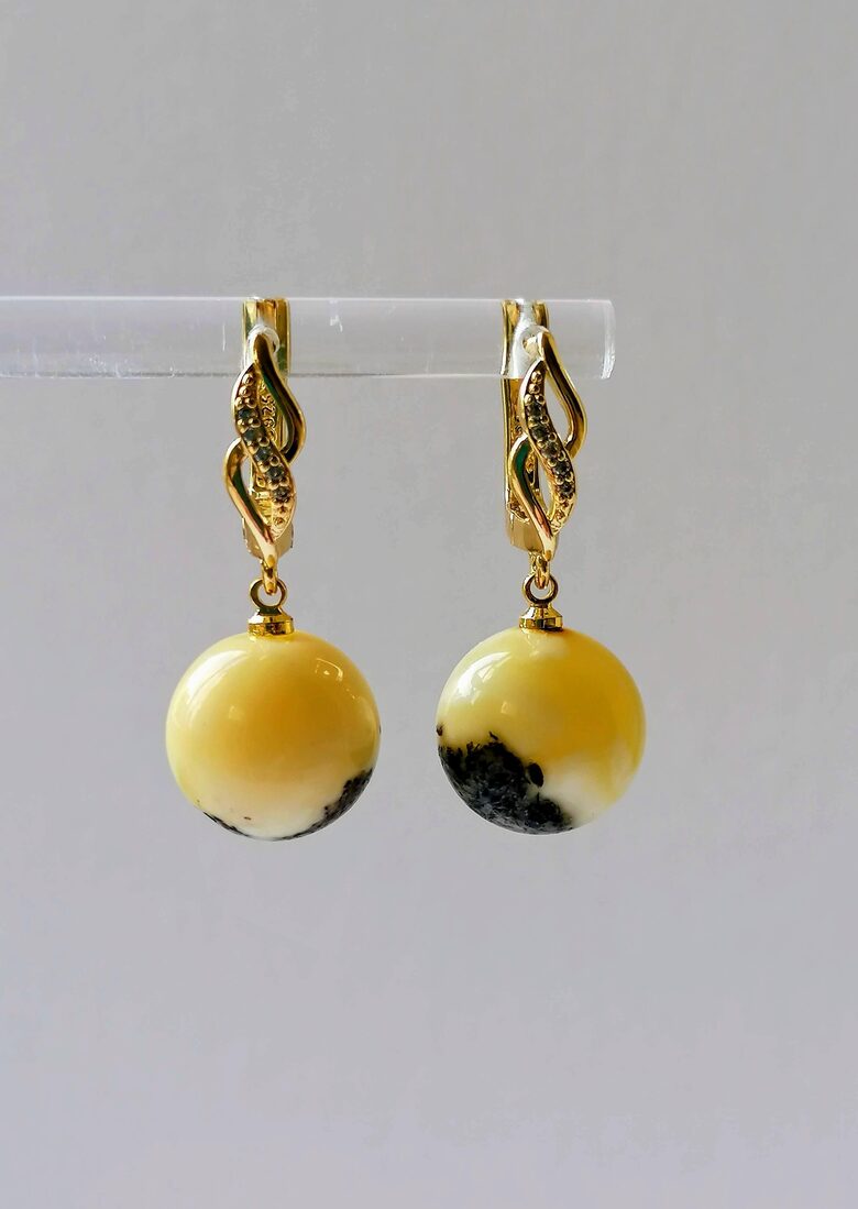 Round Matte Baltic Amber Earrings | Soft Simplicity