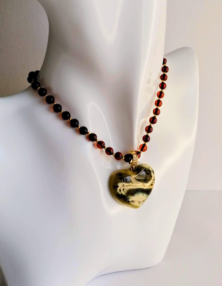Heart-Shaped Amber Pendant | Genuine Baltic Amber Jewelry