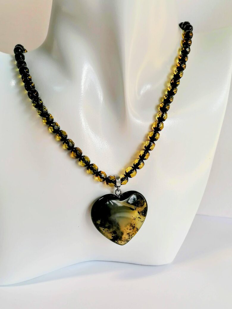 Amber Heart Pendant with Cloud Inclusion | Unique Baltic Amber Jewelry