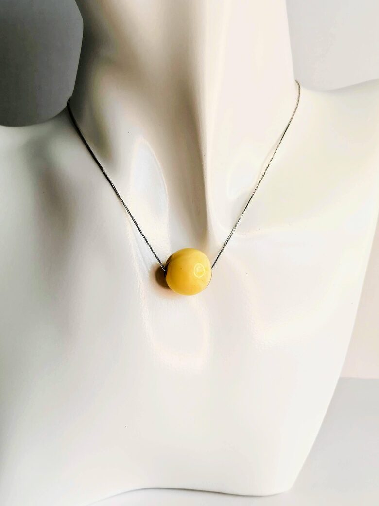 Round Matte Baltic Amber Pendant with Hole | Natural Amber Jewelry