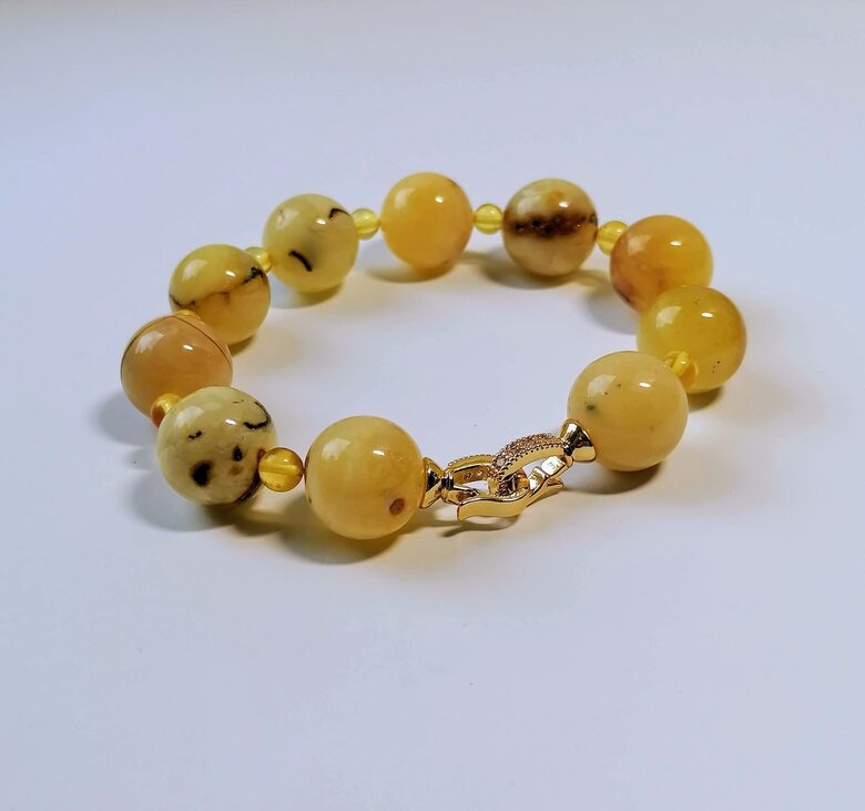 Matte Amber Bracelet with Clear Amber Accents | Baltic Amber Jewelry