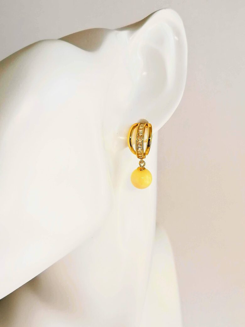 Elegant Stud Earrings with Matte Baltic Amber