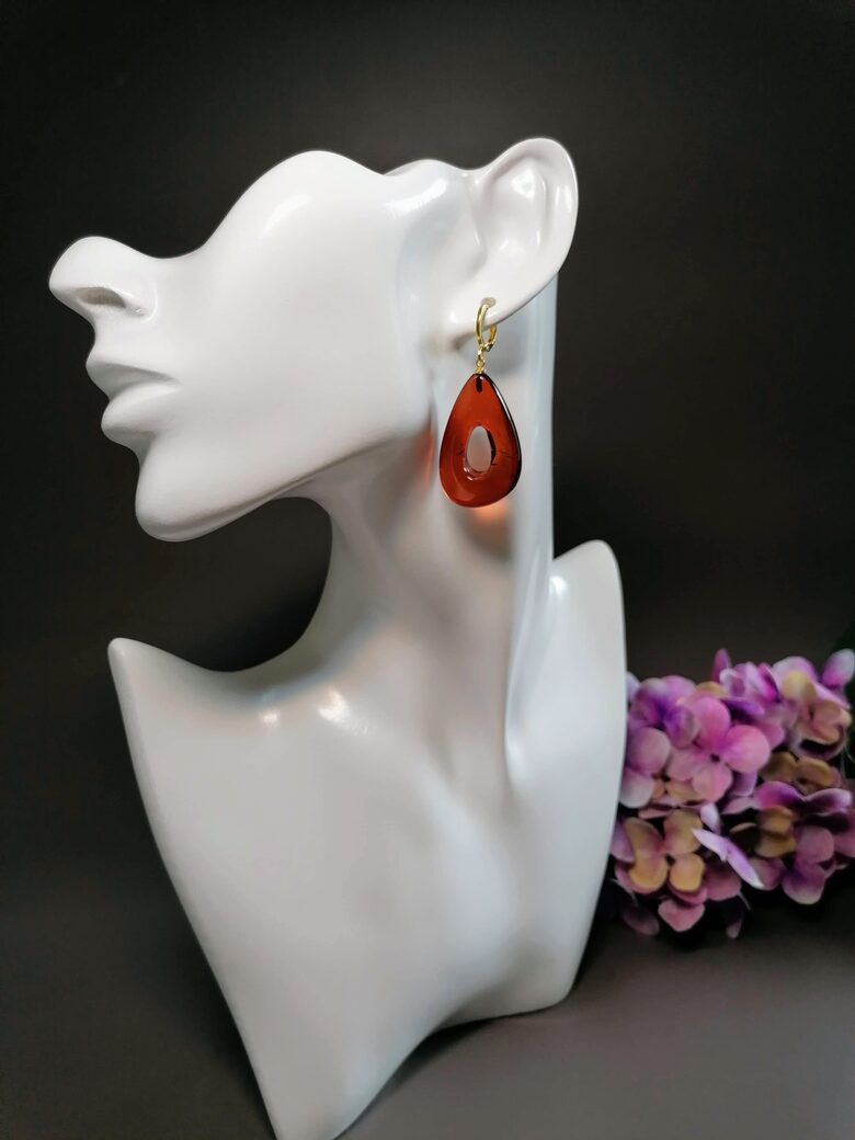Bold Cognac Amber Earrings | Statement Baltic Jewelry