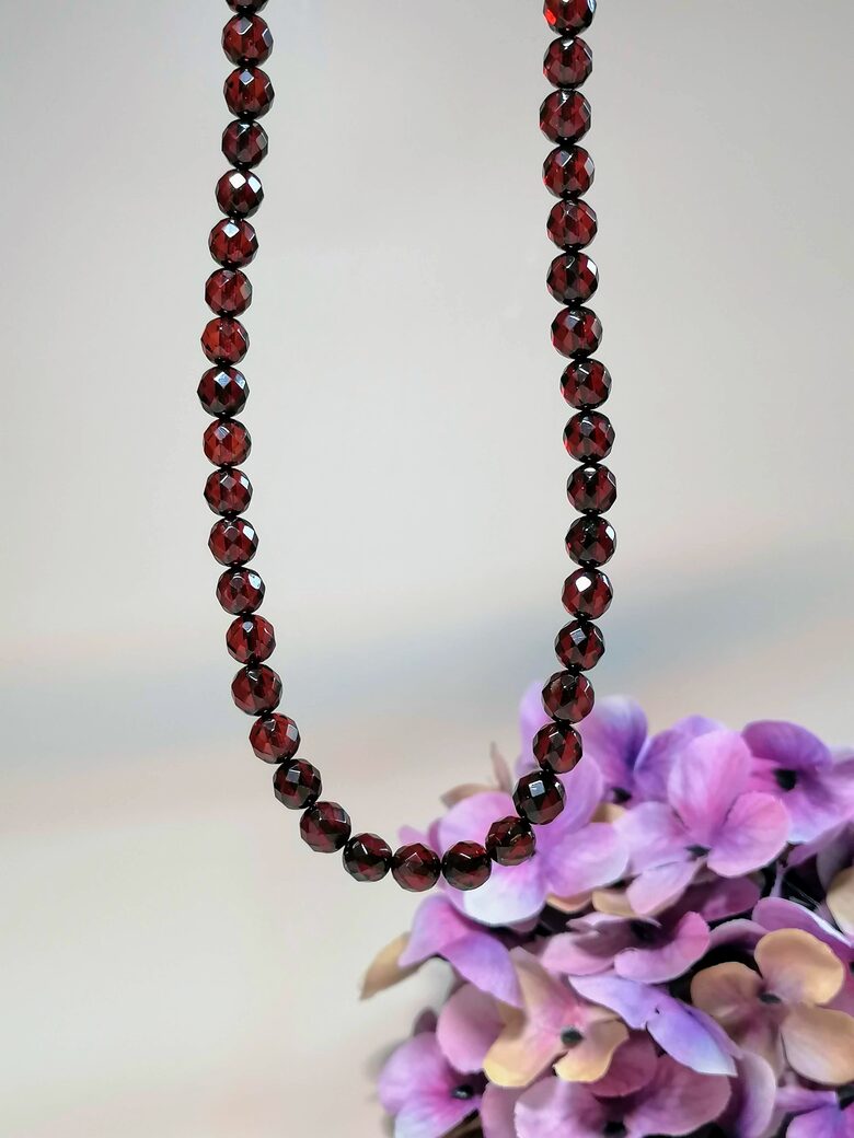 Cherry Color Faceted Baltic Amber Necklace – Elegant Jewelry
