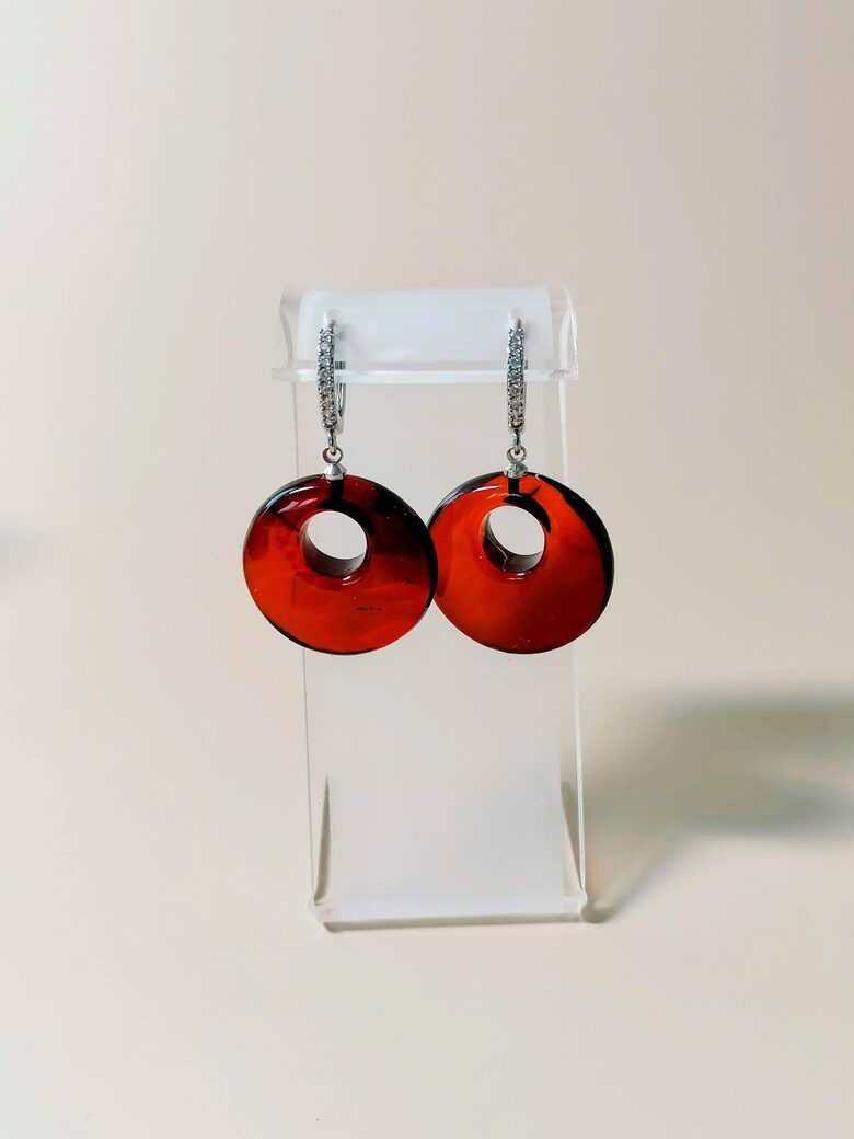 Cognac Baltic Amber Donut Earrings
