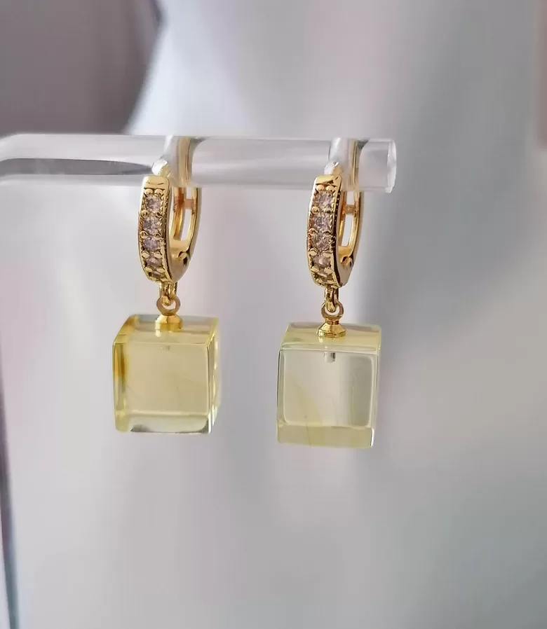 Baltic Amber Cube Earrings