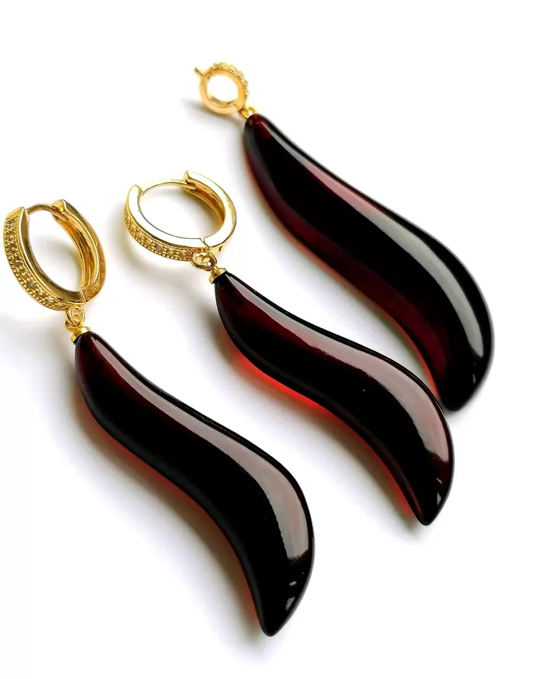 Cherry Baltic Amber Earrings and Pendant Set