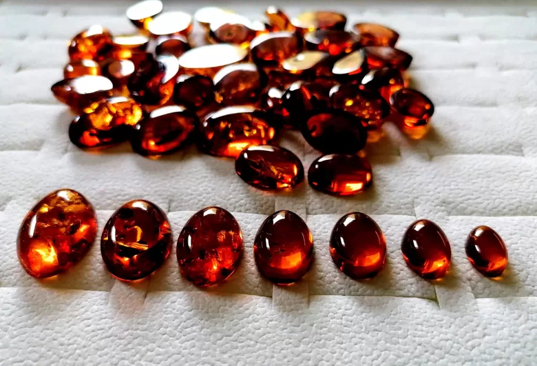 Calibrated Oval Cognac Amber Cabochons – Flat Back