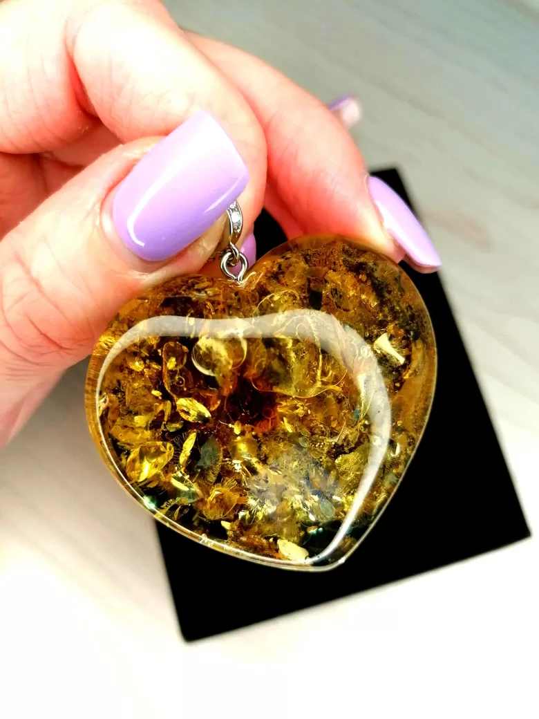 Large Baltic Amber Heart Pendant