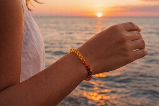 Gradient Baltic Amber Beaded Bracelet | Handmade & Natural