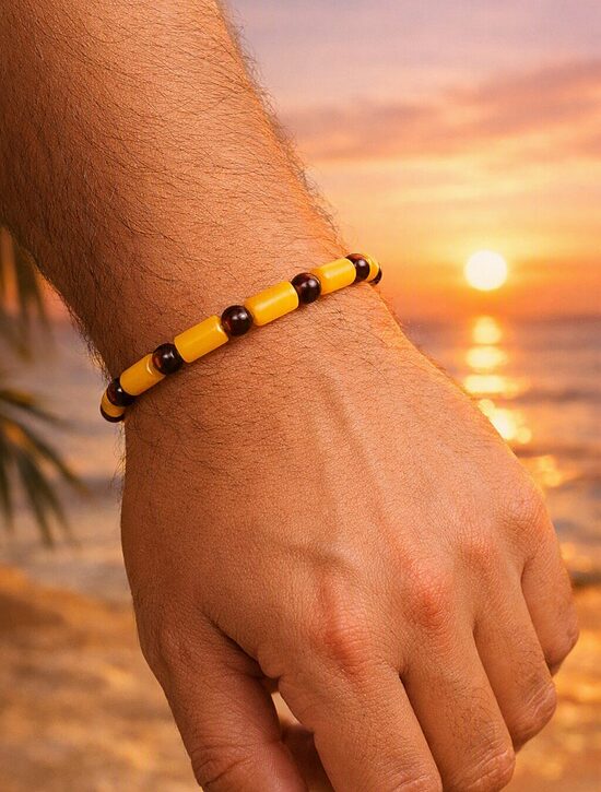 Unisex Matte & Cognac Baltic Amber Bracelet