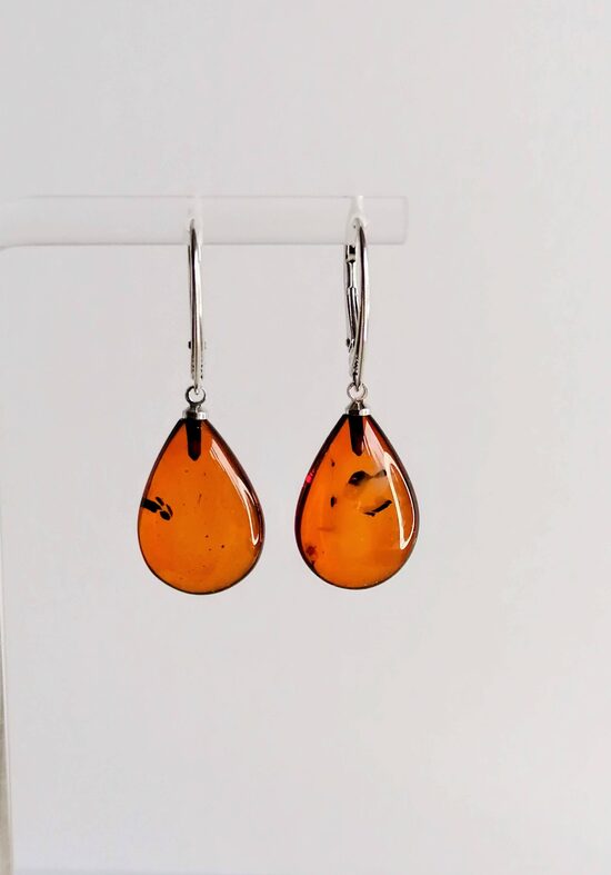 Teardrop shape Cognac Amber Earrings