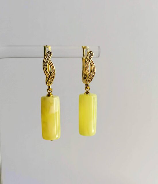 Royal Matte Amber Earrings – Cylinder Shape, Refined Elegance