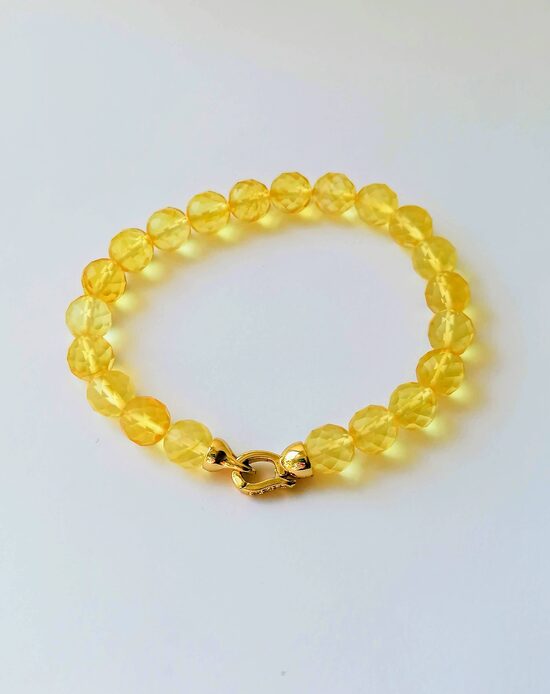 Faceted Amber Bracelet with Clasp