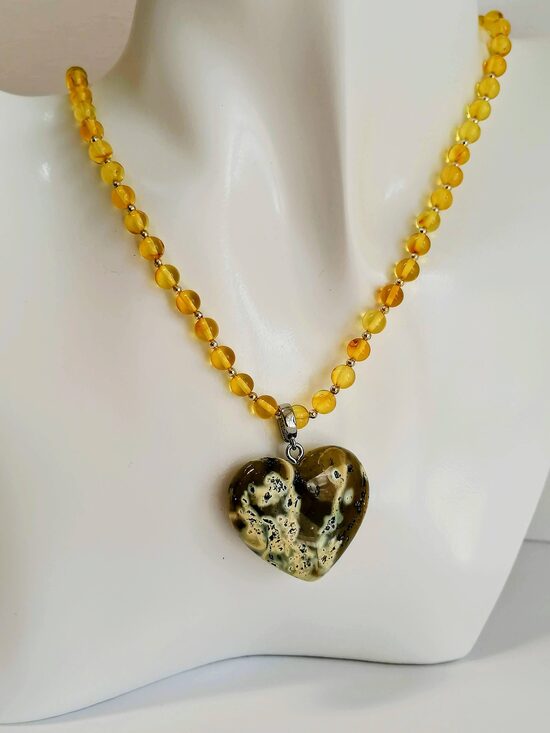 Amber Heart Pendant – Genuine Baltic Amber Jewelry