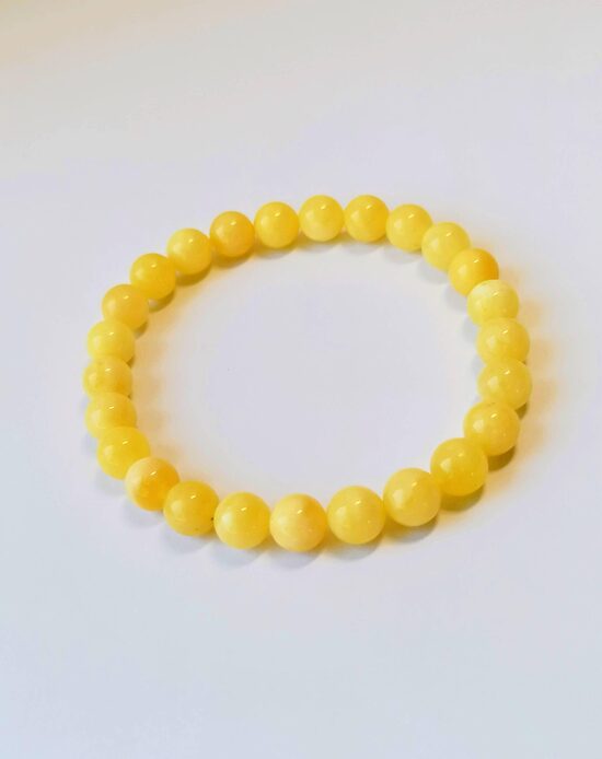 Matte Baltic Amber Round Bead Bracelet