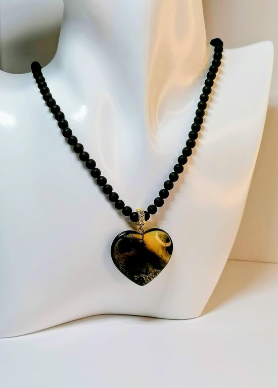 Fossil Amber Heart Pendant