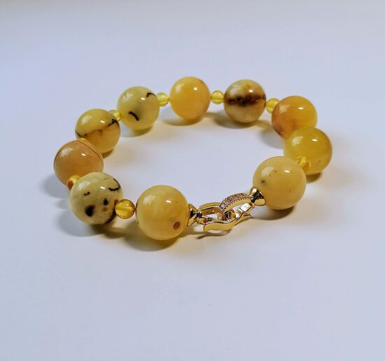 Matte Amber Bracelet with Clear Amber Accents | Baltic Amber Jewelry