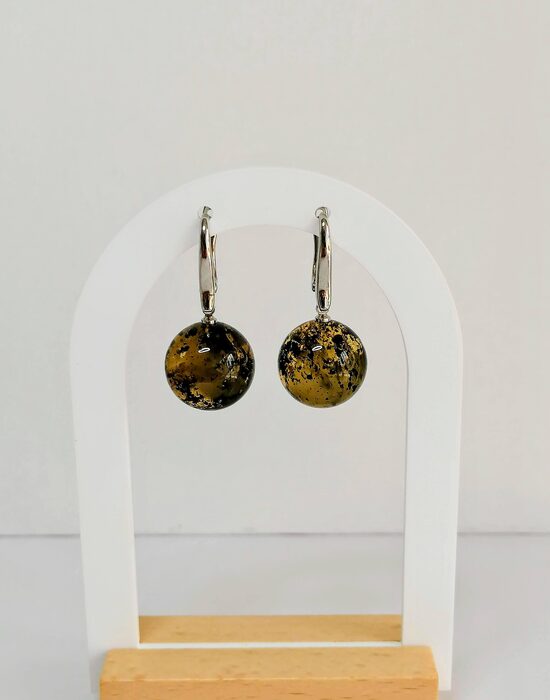 Amber Earrings with Moss – Fossil Baltic Amber 