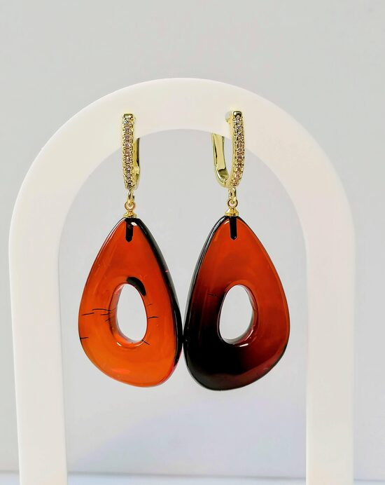 Bold Cognac Amber Earrings | Statement Baltic Jewelry