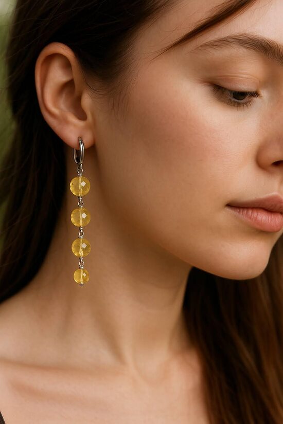 Long Faceted Baltic Amber Earrings