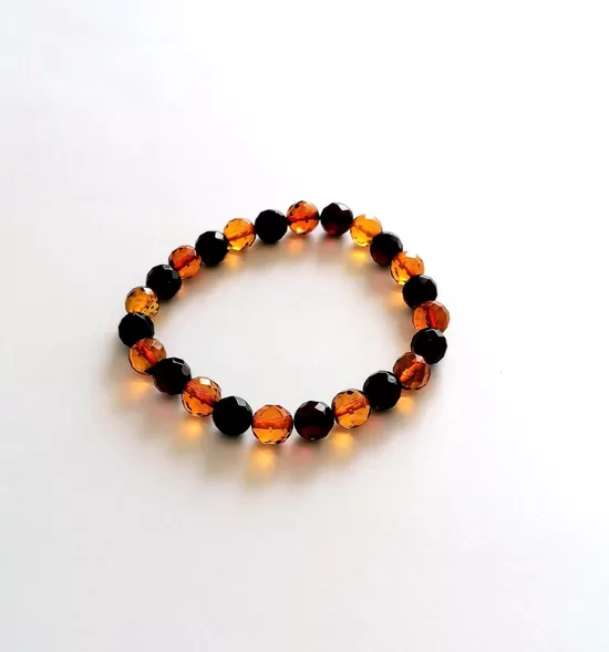 Faceted Baltic Amber Bracelet – Cherry & Cognac Tones